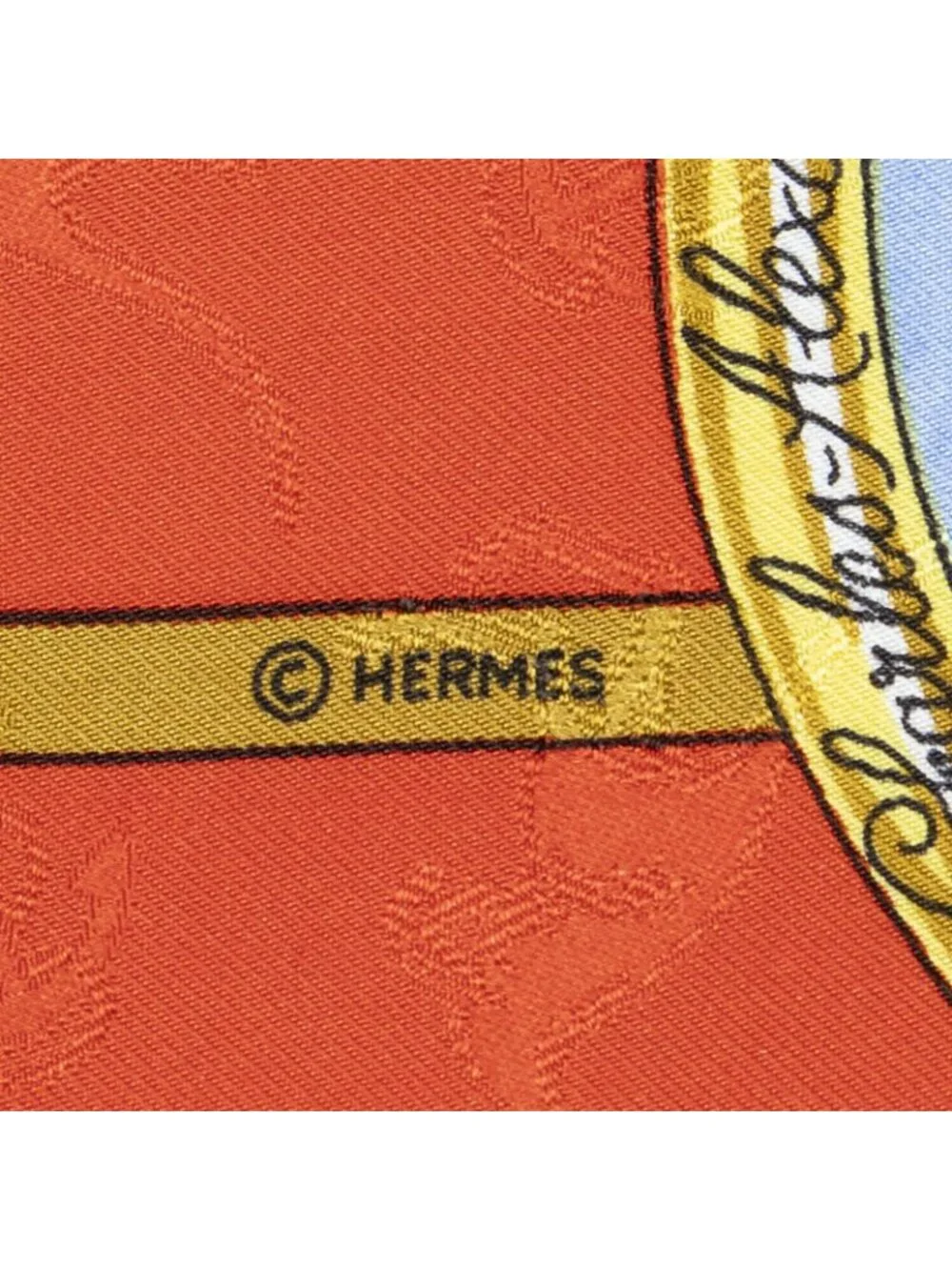 Hermes Scarf Red Gold Beige 100% Jacquard Silk